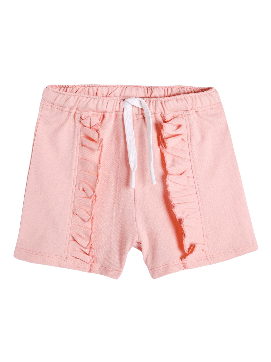 

Anthrilo Girls Ruffled Detail Regular Fit Lightweight Cotton Shorts, Pink