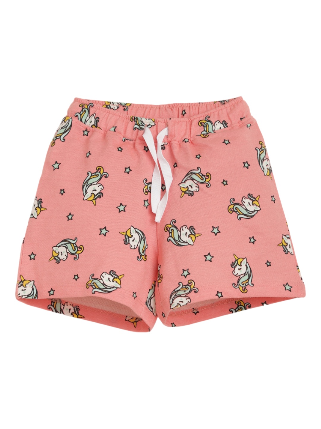 

Anthrilo Girls Conversational Printed Mid-Rise Shorts, Pink