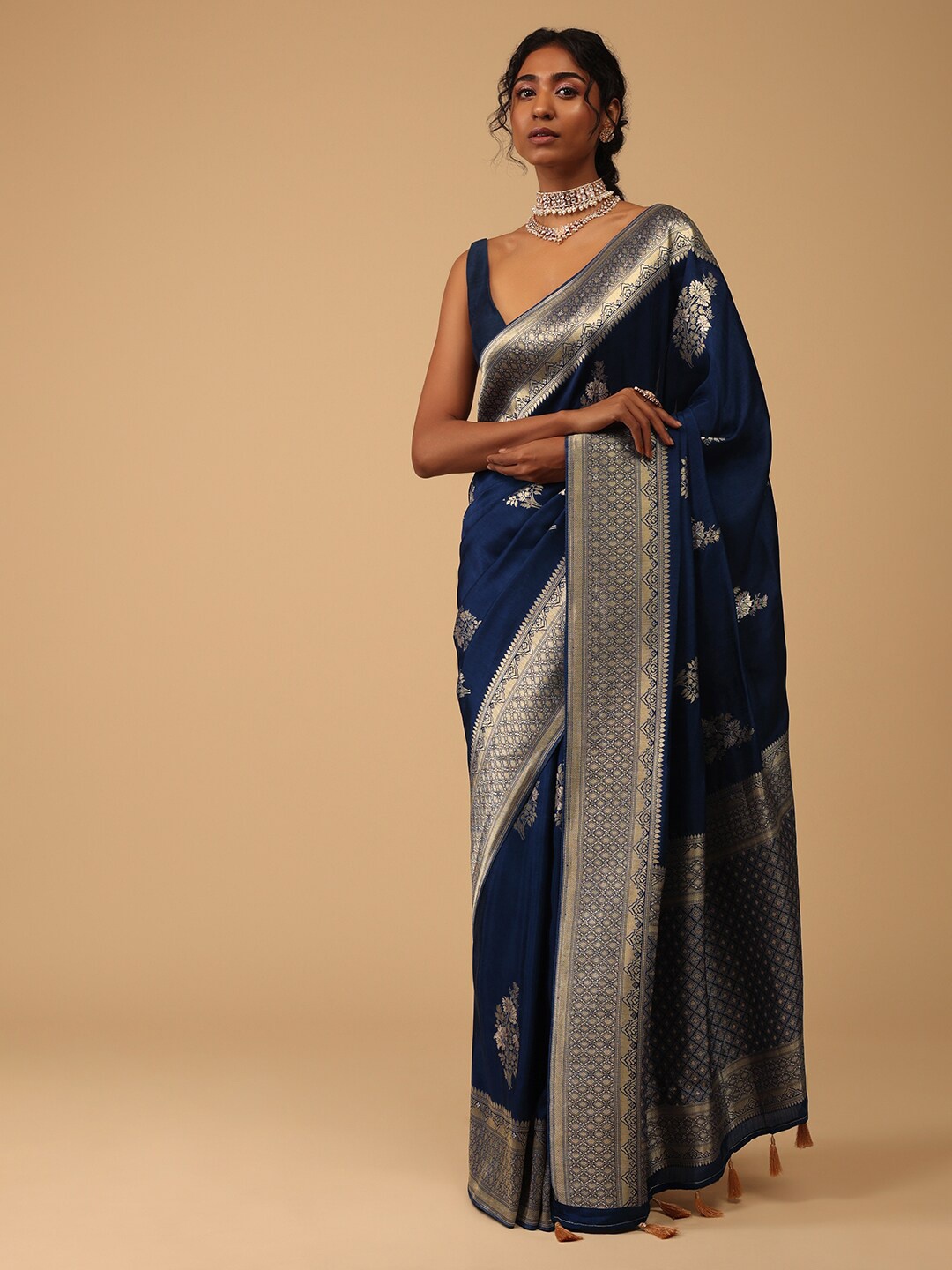 

KALKI Fashion Ethnic Motifs Woven Design Zari Saree, Blue
