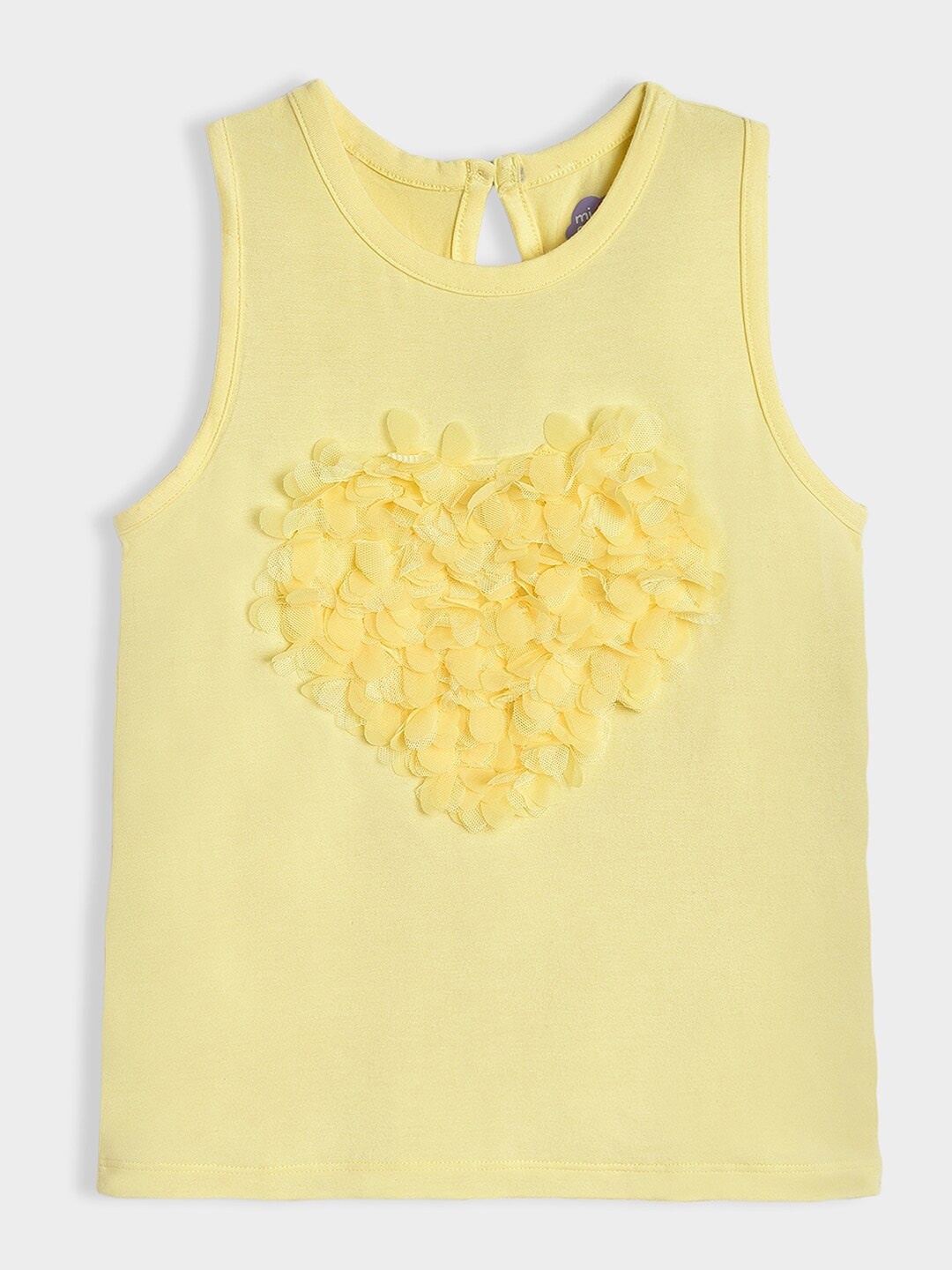 

MiArcus Round Neck Sleeveless Applique Work Tank Top, Yellow