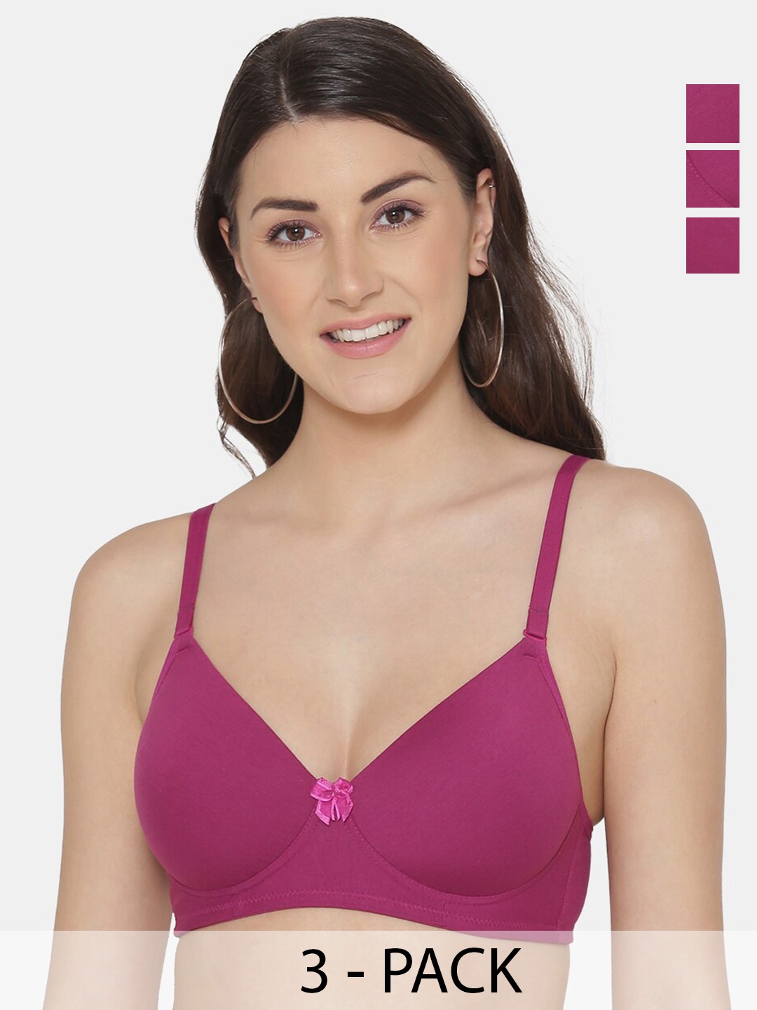 

Tweens Pack Of 3 Half Coverage Lightly Padded Cotton Bra, Maroon