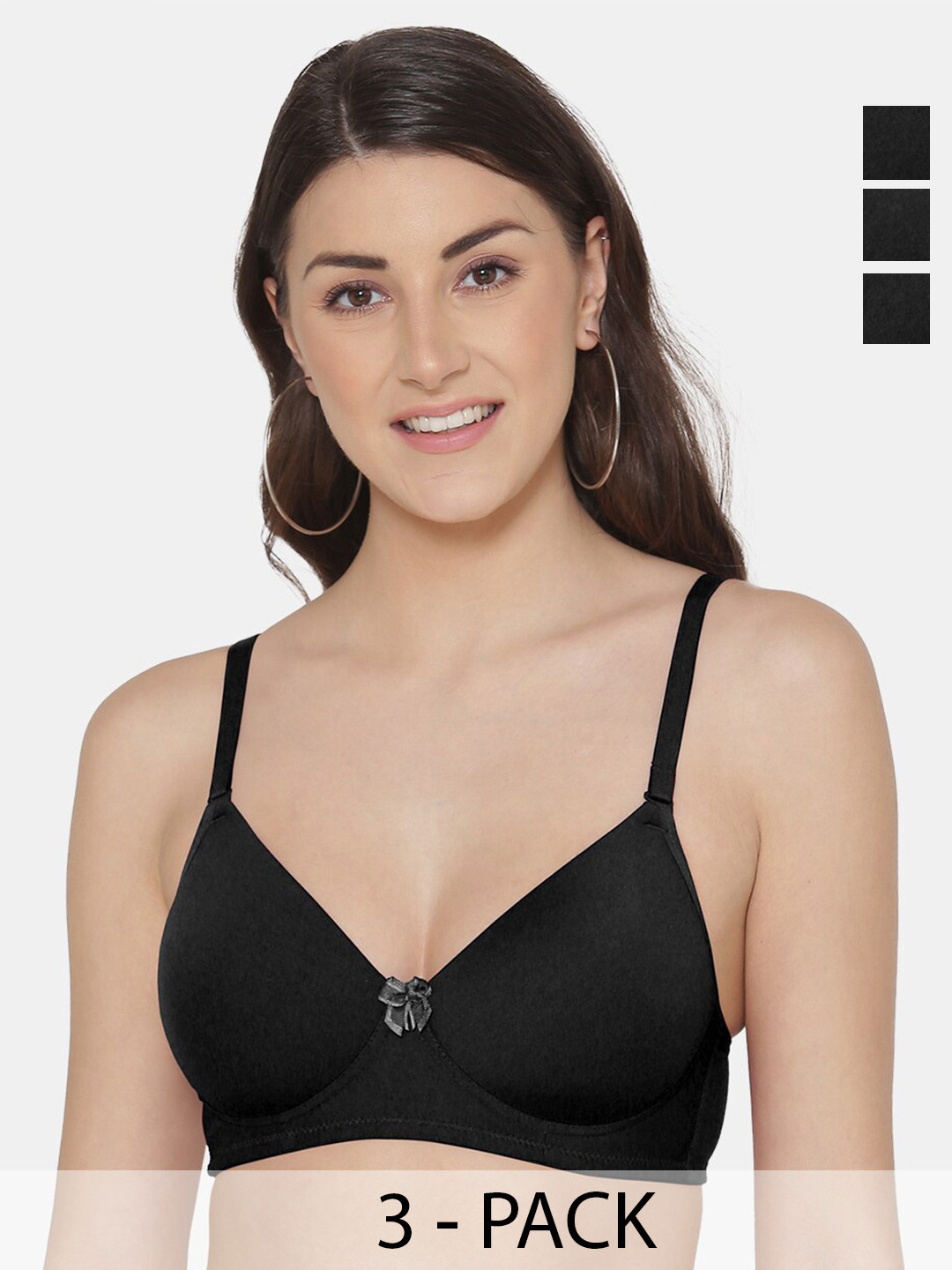 

Tweens Pack Of 3 Full Coverage Lightly Padded Cotton Bra, Black