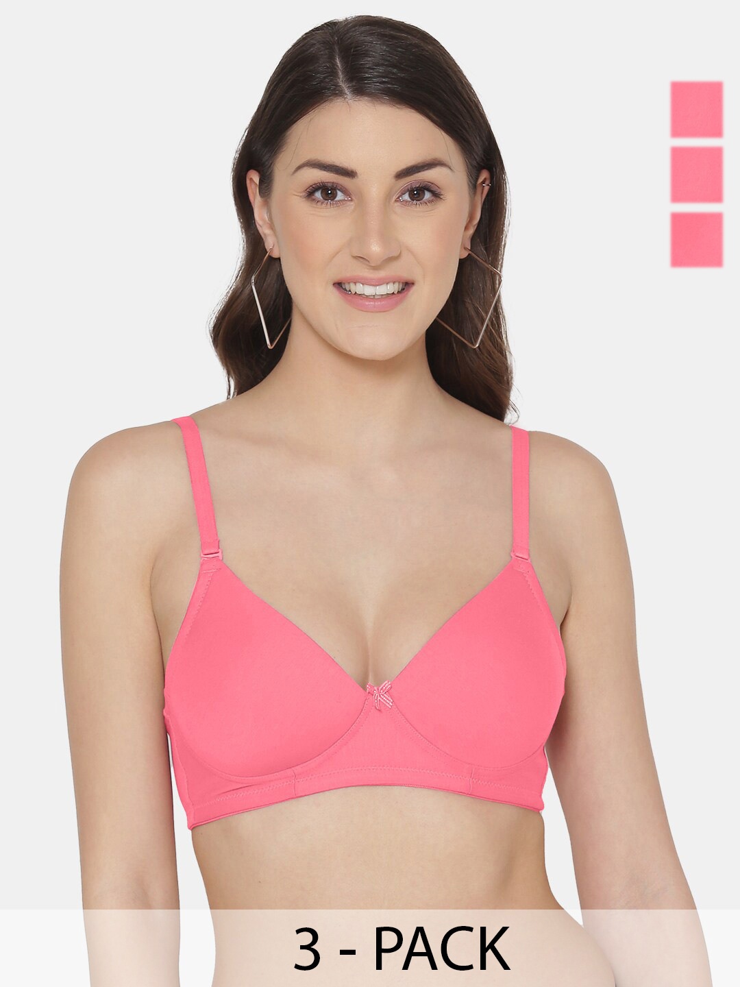 

Tweens Pack Of 3 Full Coverage Lightly Padded Cotton Bra, Pink