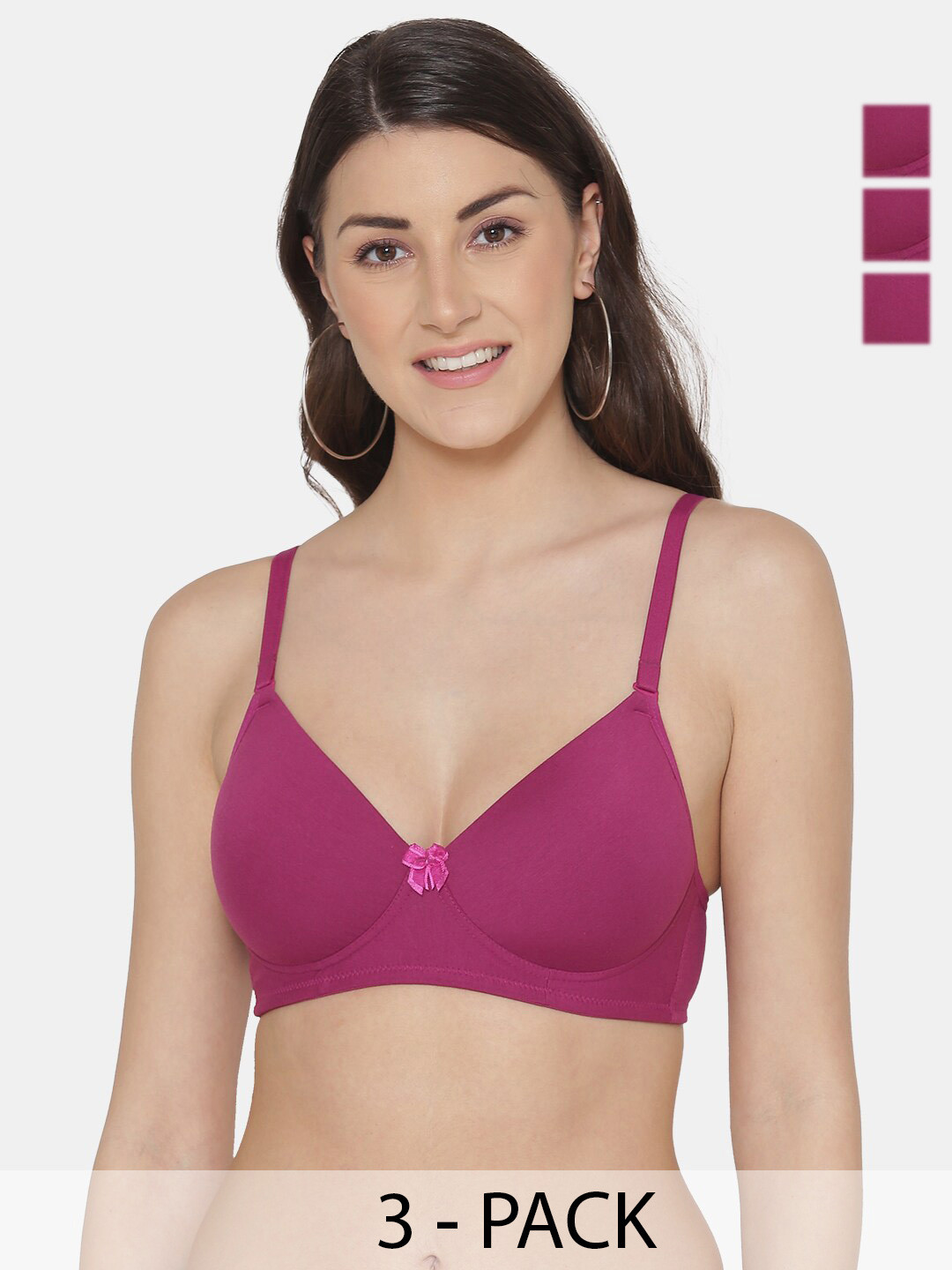 

Tweens Pack Of 3 Full Coverage Lightly Padded Cotton Bra, Burgundy
