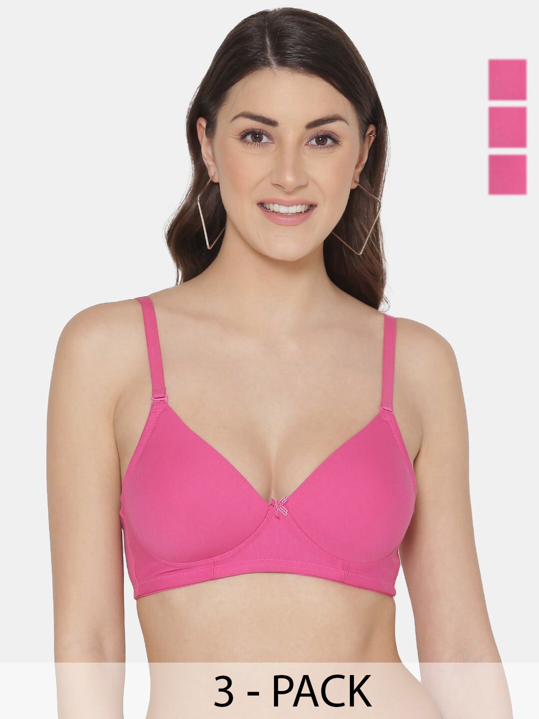 

Tweens Pack Of 3 Full Coverage Lightly Padded Cotton Bra, Pink