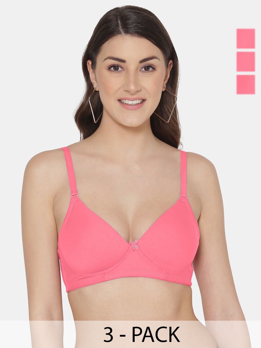 

Tweens Pack Of 3 Full Coverage Lightly Padded Cotton Bra, Pink