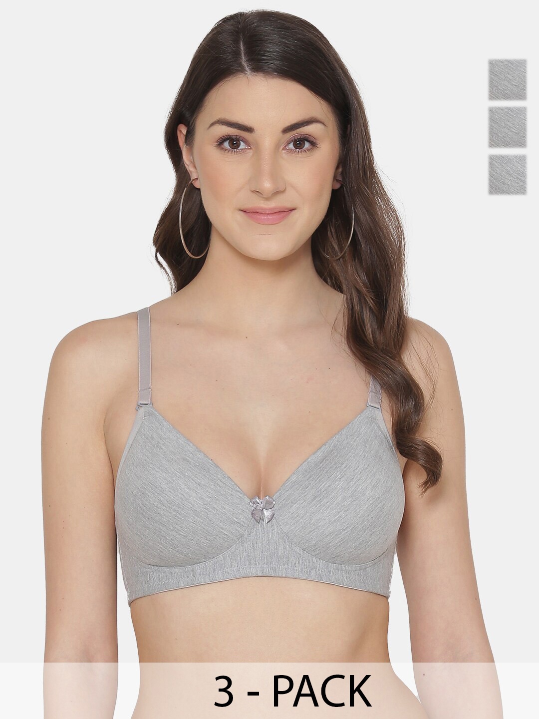 

Tweens Pack Of 3 Full Coverage Lightly Padded Cotton Bra, Grey