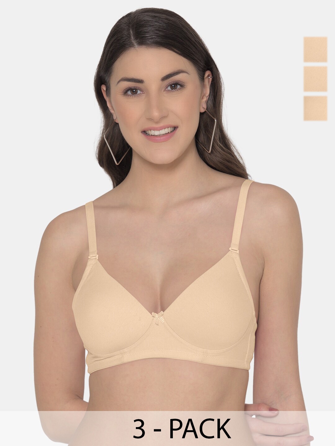 

Tweens Pack Of 3 Full Coverage Lightly Padded Cotton Bra, Beige