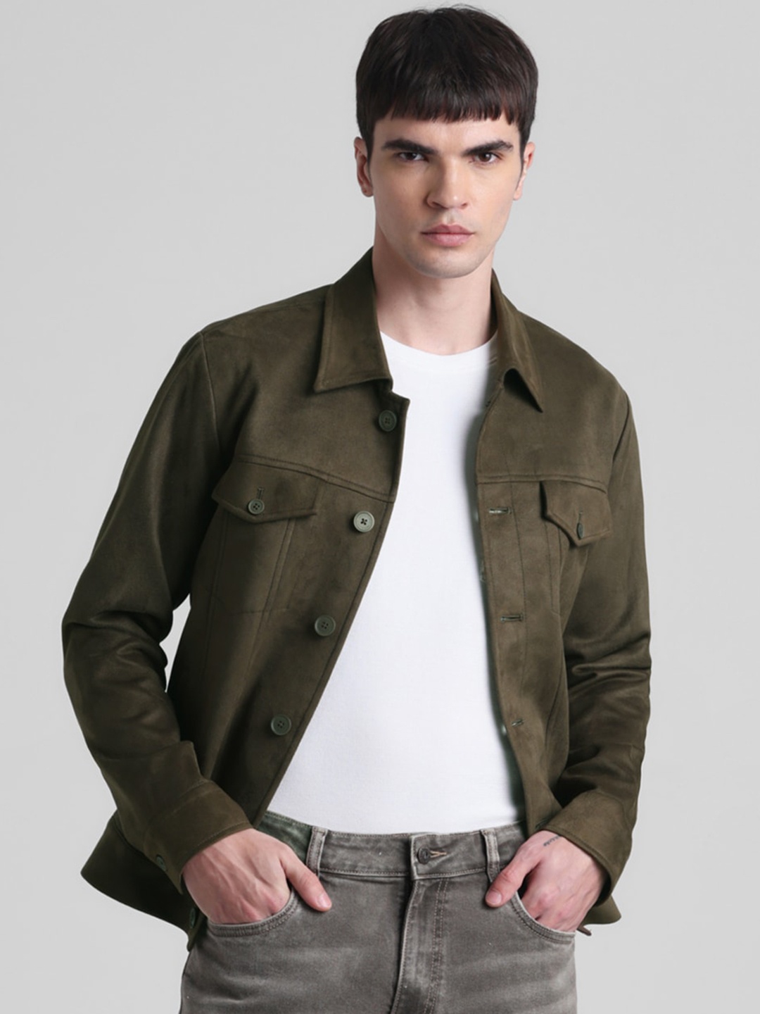

Jack & Jones Spread Collar Bomber Jacket, Green