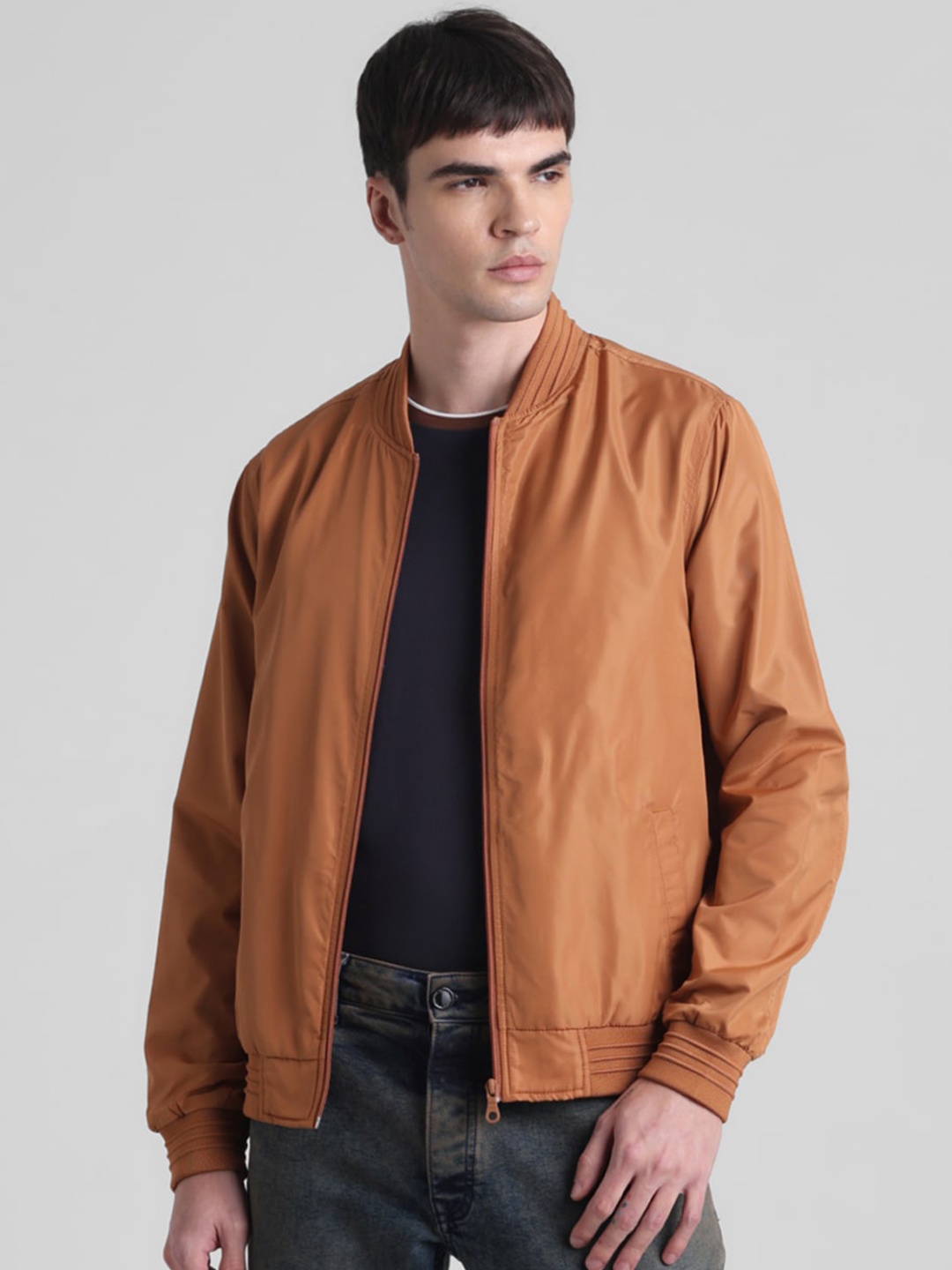 

Jack & Jones Mock Collar Bomber Jacket, Brown