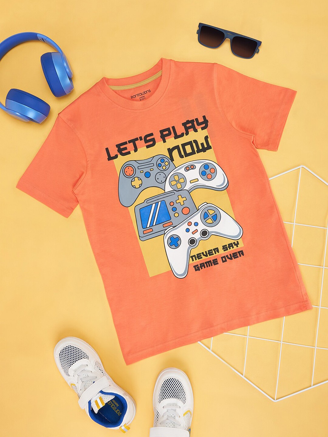 

Pantaloons Junior Boys Graphic Printed Cotton T-shirt, Orange