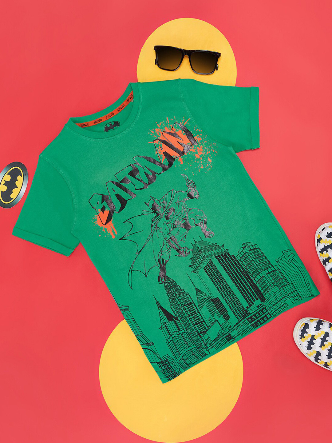 

Pantaloons Junior Boys Batman Printed Cotton T-shirt, Green