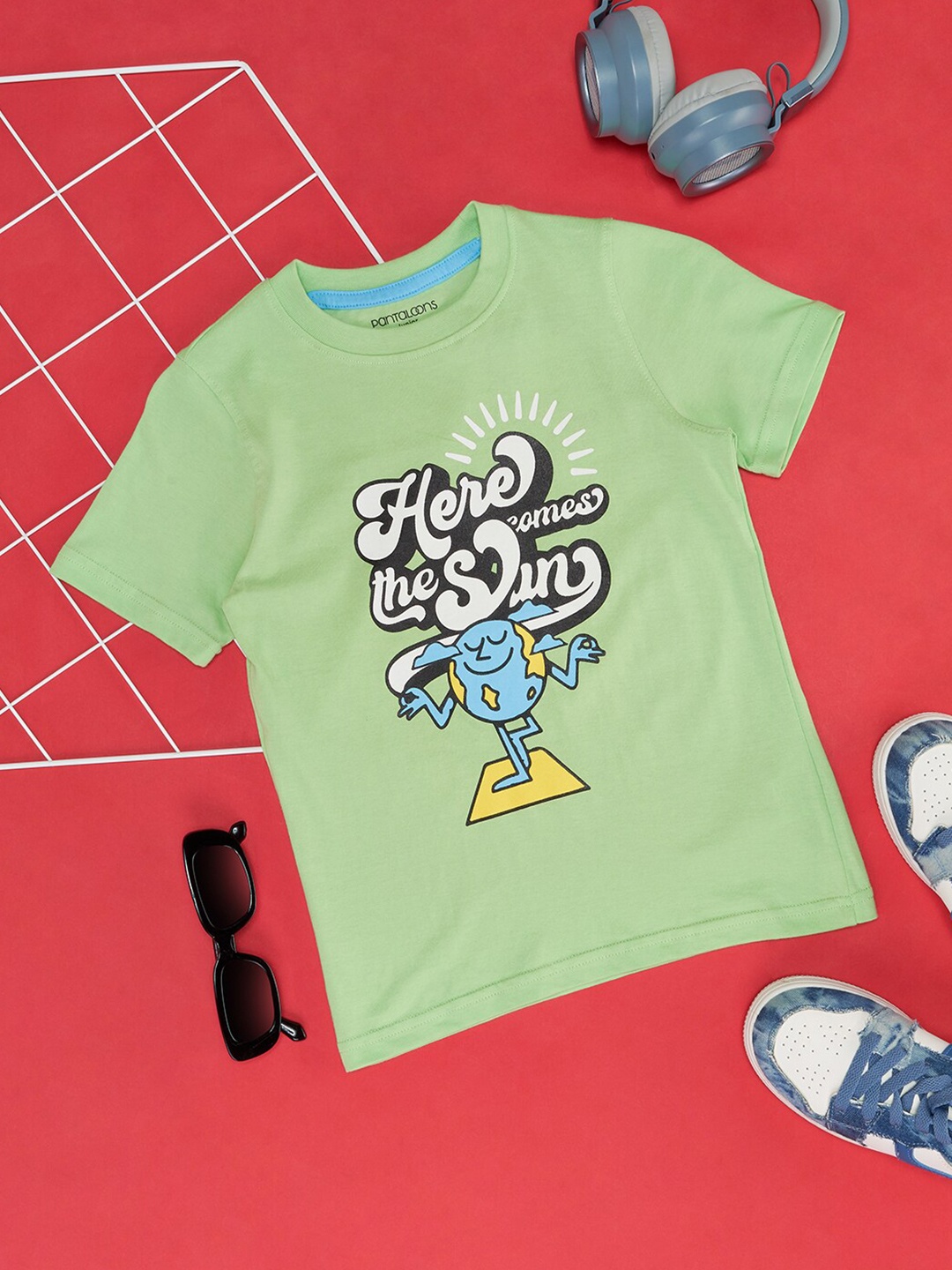 

Pantaloons Junior Boys Graphic Printed Cotton T-shirt, Green