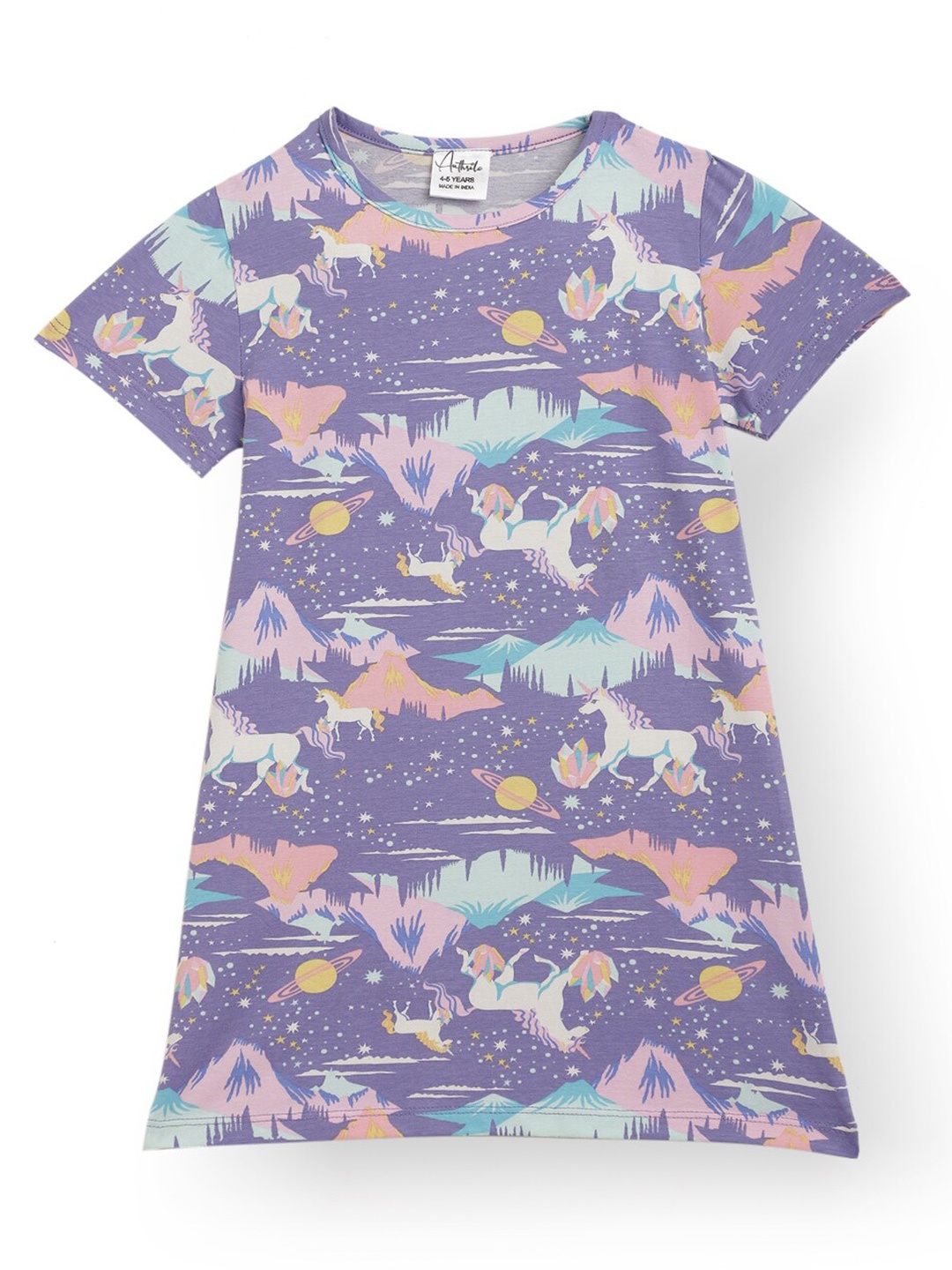 

Anthrilo Girls Printed Nightdress, Purple