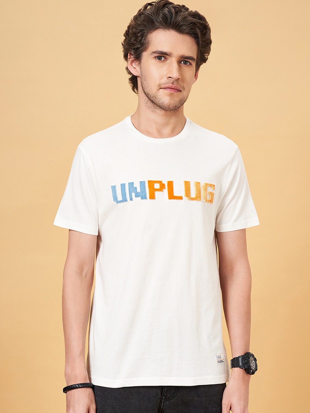 

People Off White Typography Printed Pure Cotton Oversized T-shirt