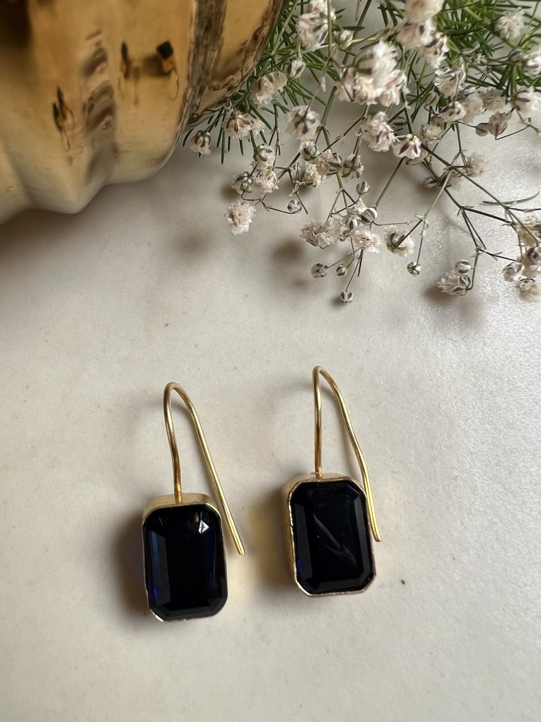 

XAGO Square Drop Earrings, Navy blue