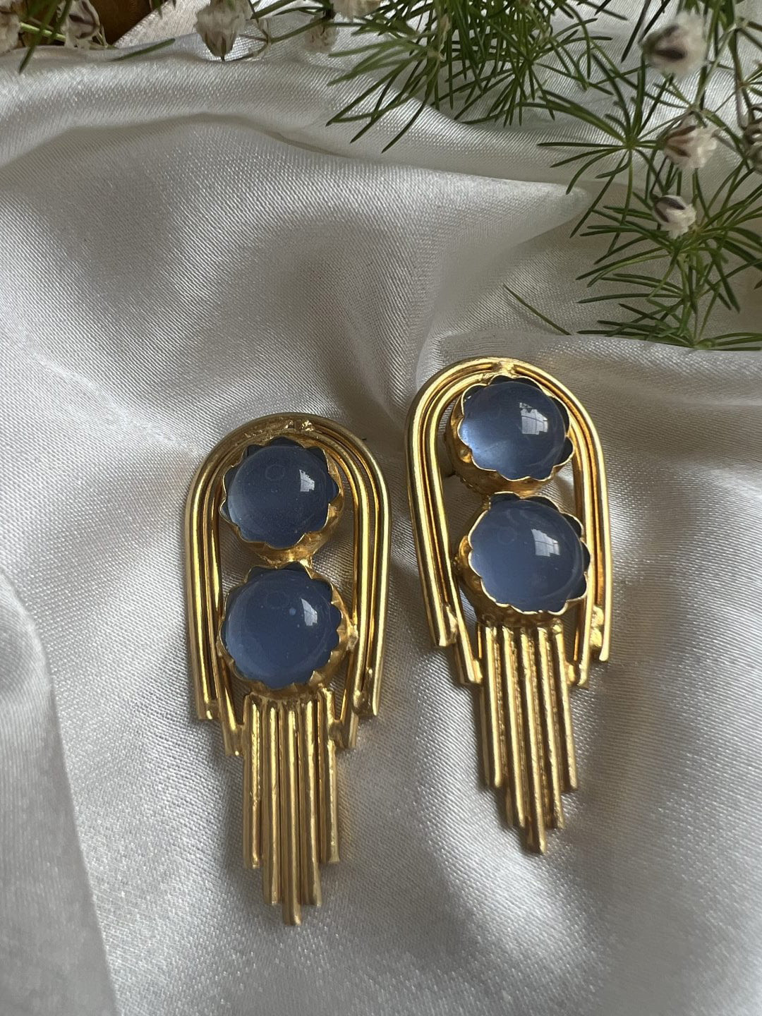 

XAGO Gold-Plated Stones Studded Contemporary Studs Earrings