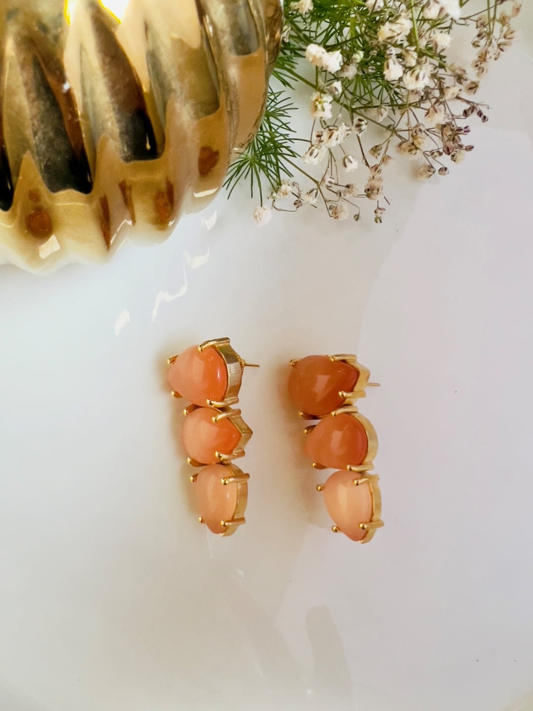 

XAGO Gold-Plated Artificial Stones-Studded Studs Earrings