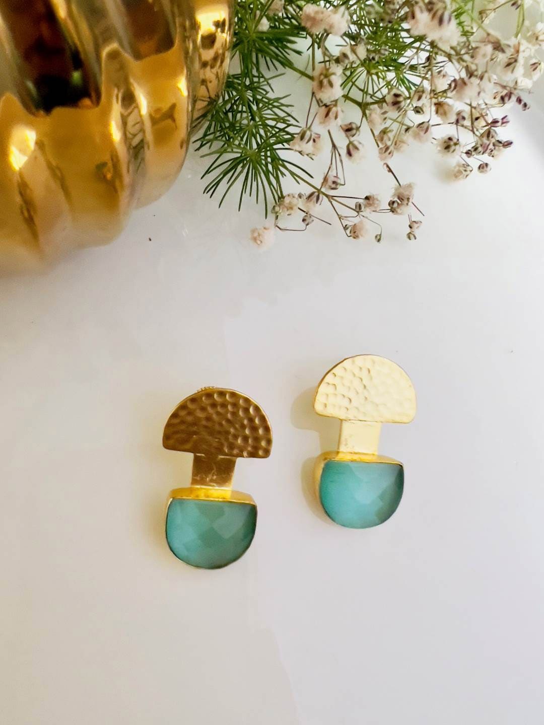 

XAGO Gold-Plated Contemporary Studs Earrings, Sea green