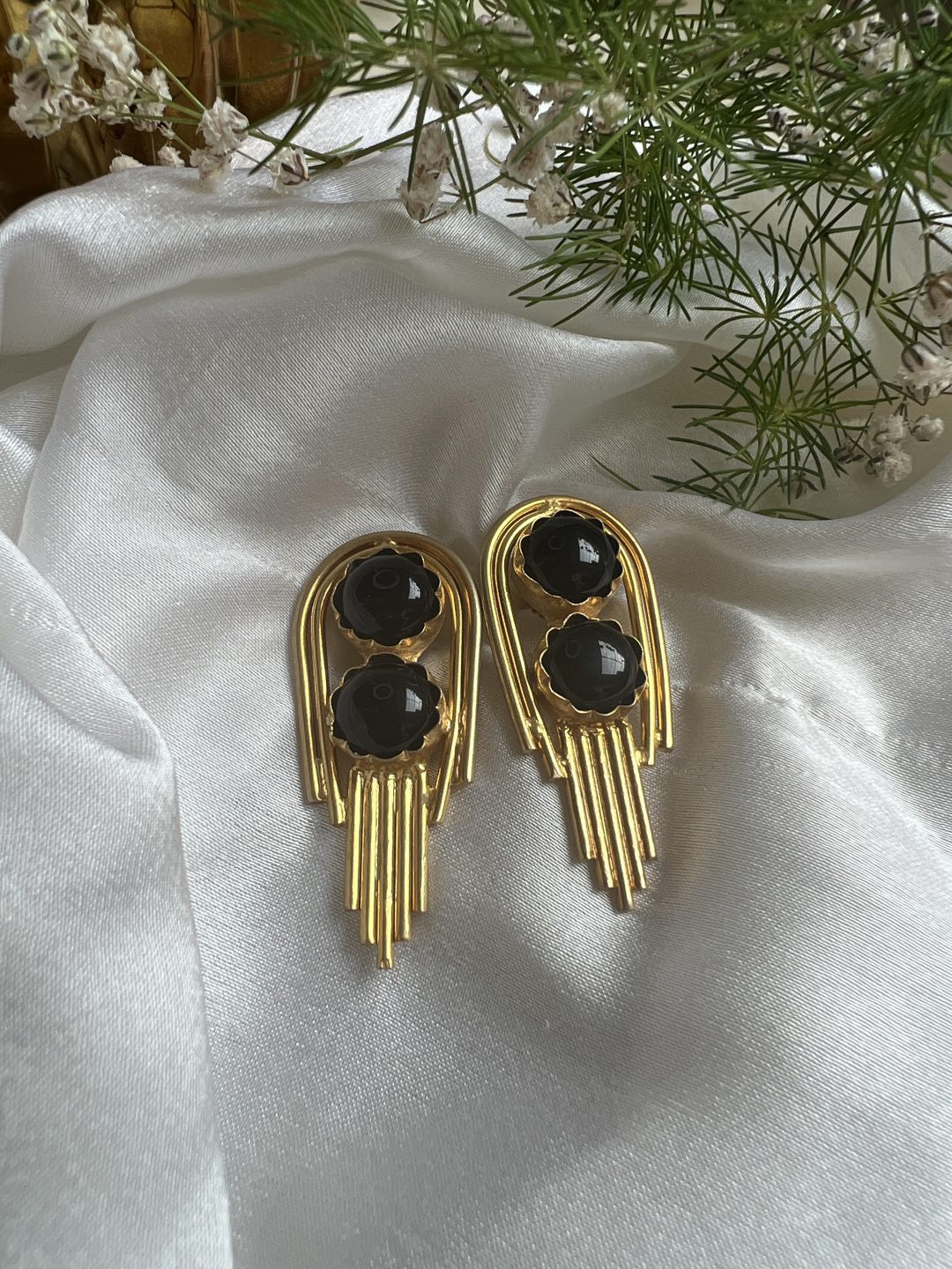 

XAGO Gold-Plated Contemporary Studs Earrings, Black