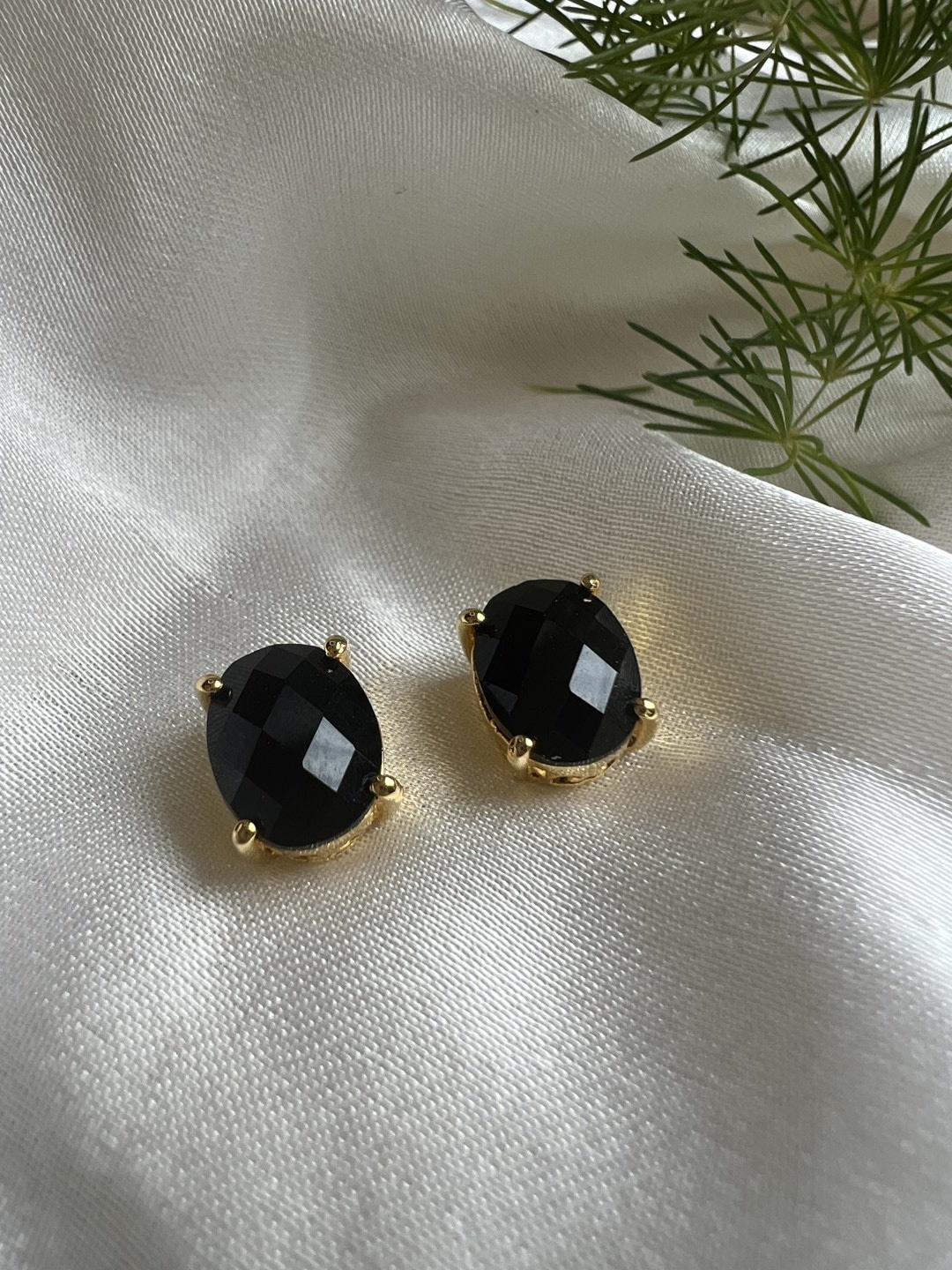 

XAGO Gold-Plated Artificial Stones-Studded Stud Earrings
