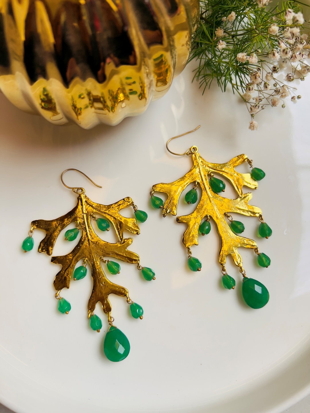 

XAGO Gold-Plated Leaf Shaped Drop Earrings
