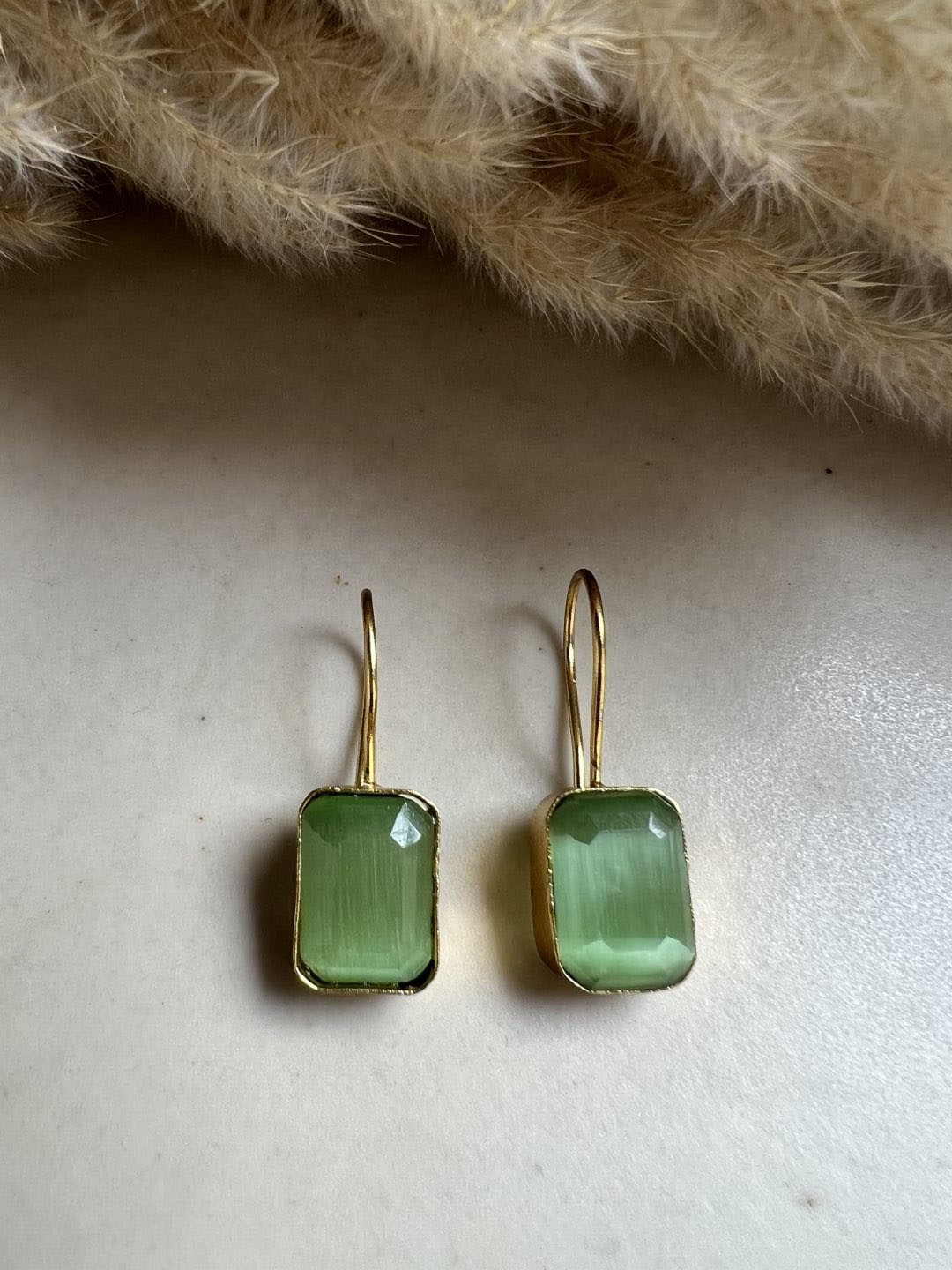 

XAGO Gold-Plated Artificial Stones-Studded Square Shaped Drop Earrings