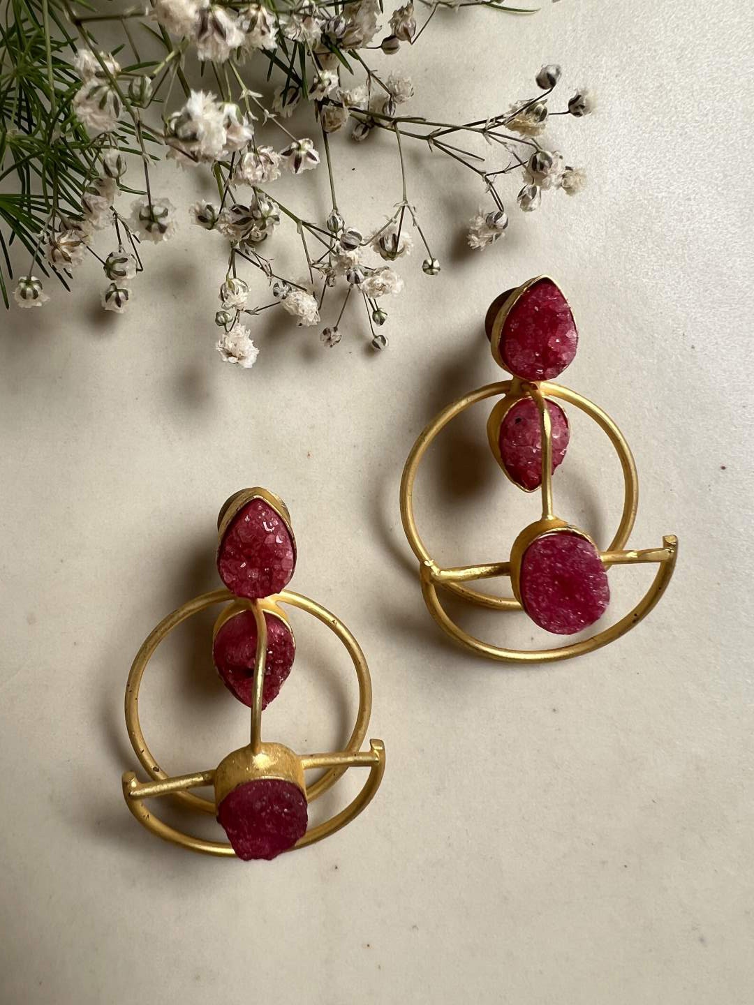 

XAGO Gold Plated Contemporary Stud Earrings, Pink
