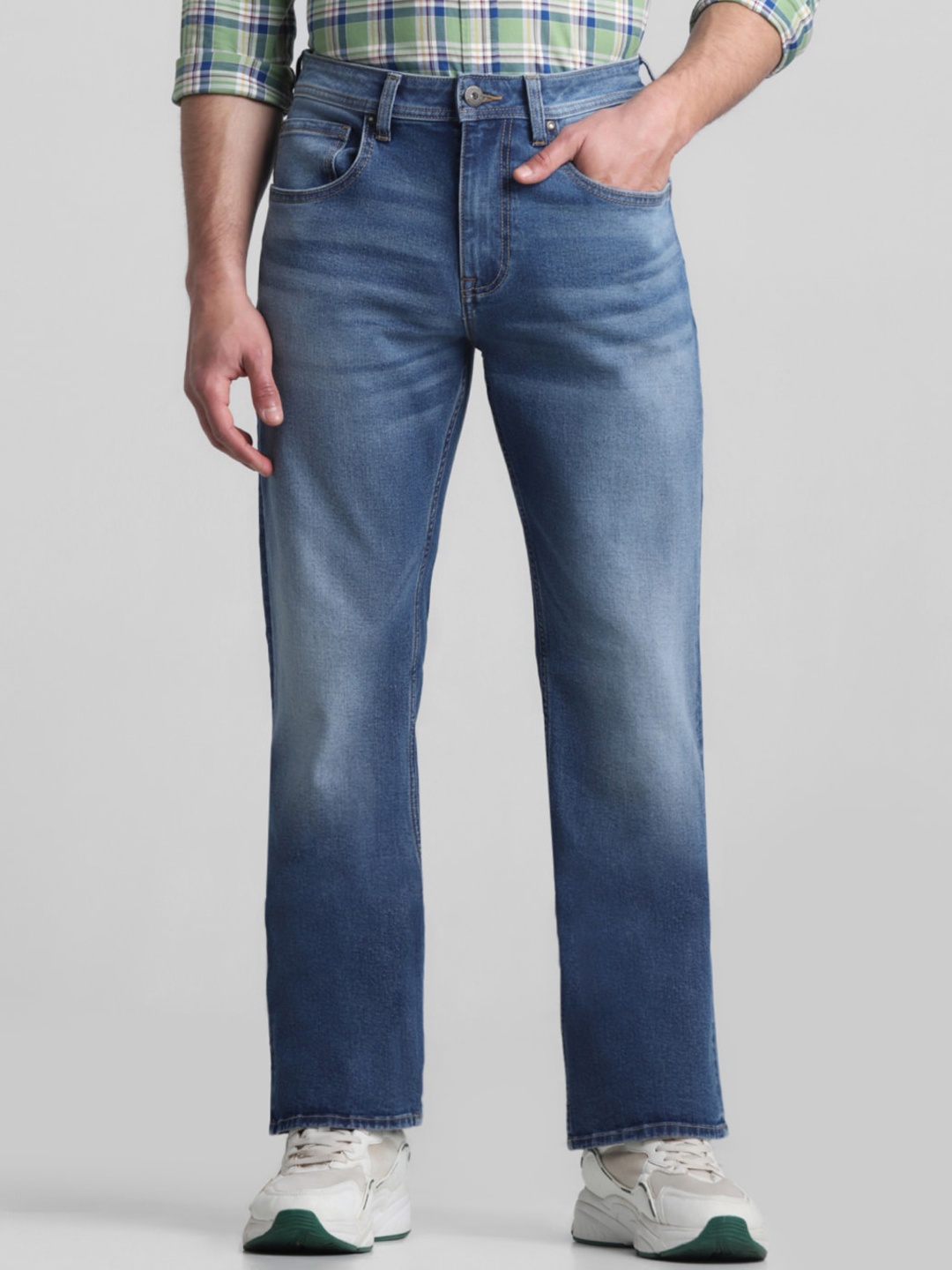 

Jack & Jones Men Straight Fit High-Rise Heavy Fade Stretchable Jeans, Blue