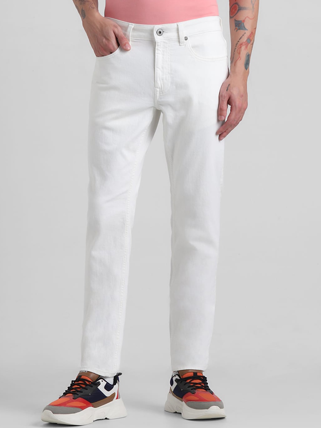 

Jack & Jones Men Slim Fit Low-Rise Stretchable Jeans, White