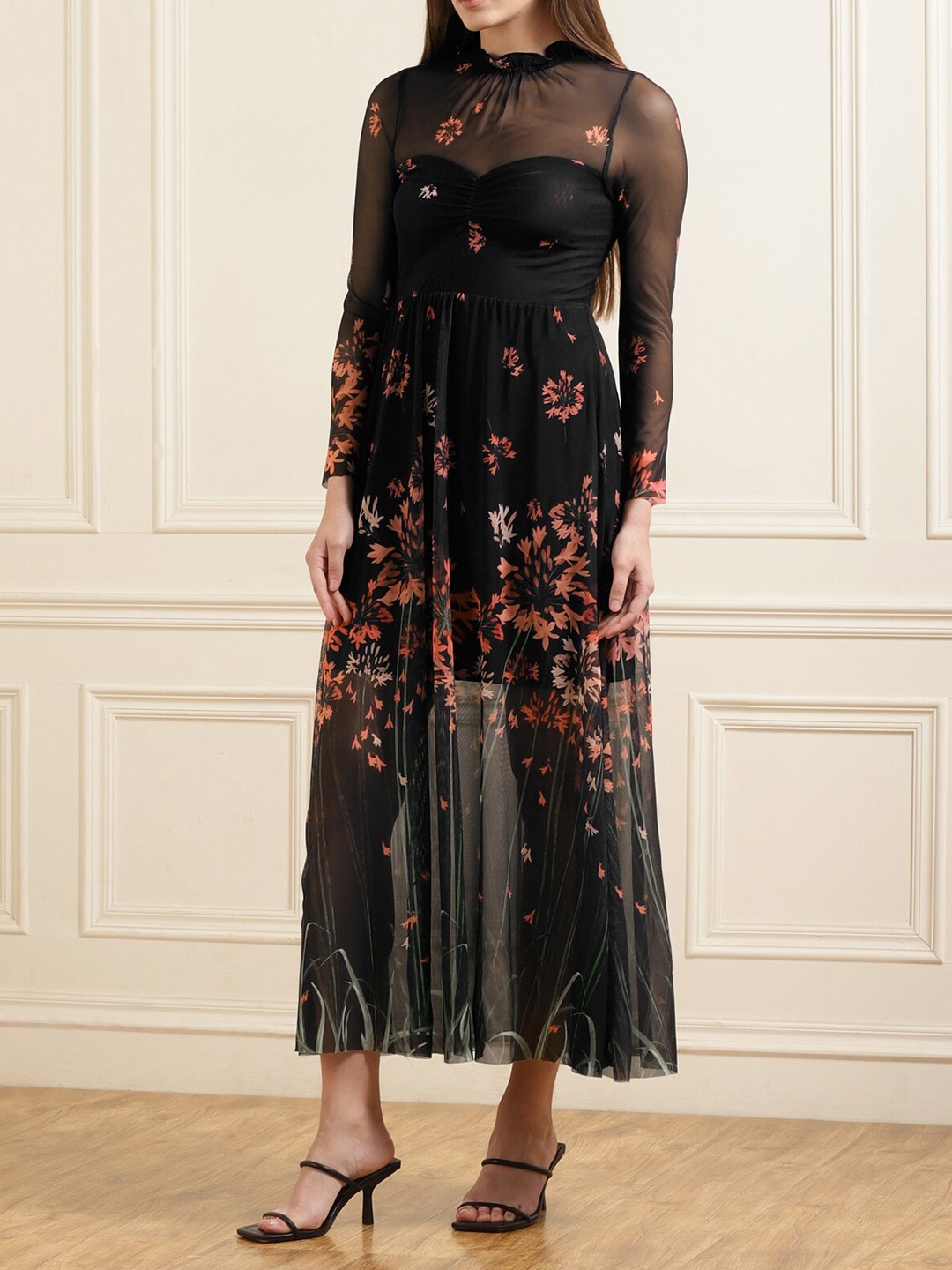

Ted Baker Floral Printed High Neck Maxi Dress, Black