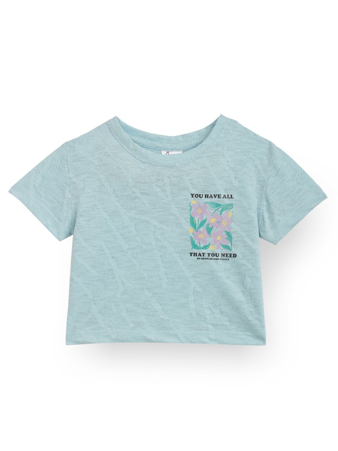 

Anthrilo Girls Typography Printed Round Neck CottonT-shirt, Blue