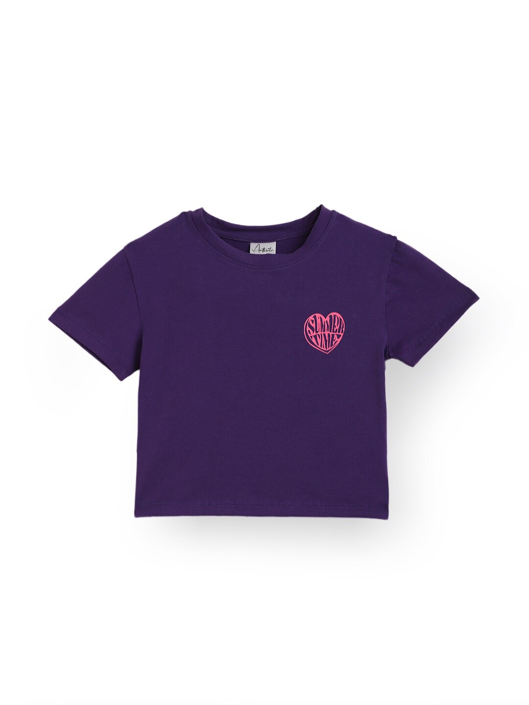 

Anthrilo Girls Round Neck CottonT-shirt, Purple