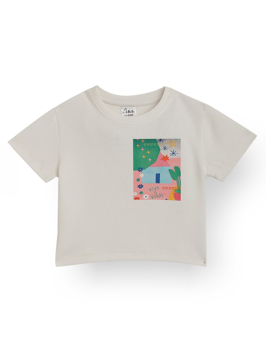 

Anthrilo Girls Graphic Printed Round Neck Cotton T-shirt, Grey