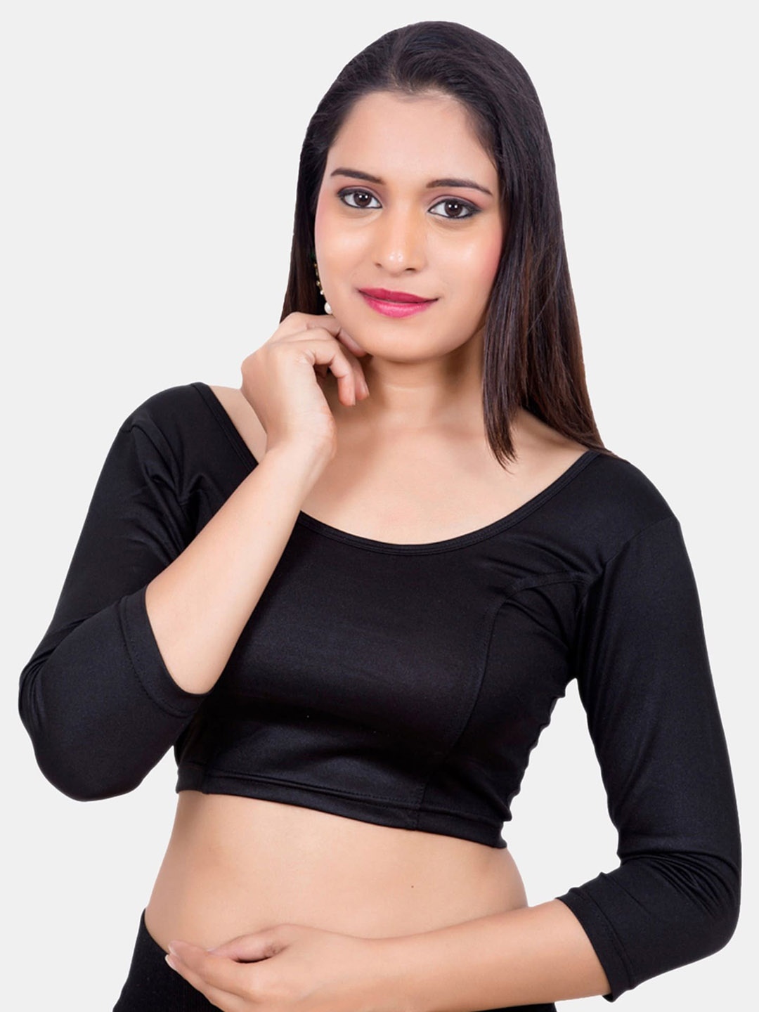

neckbook Stretchable Saree Blouse, Black