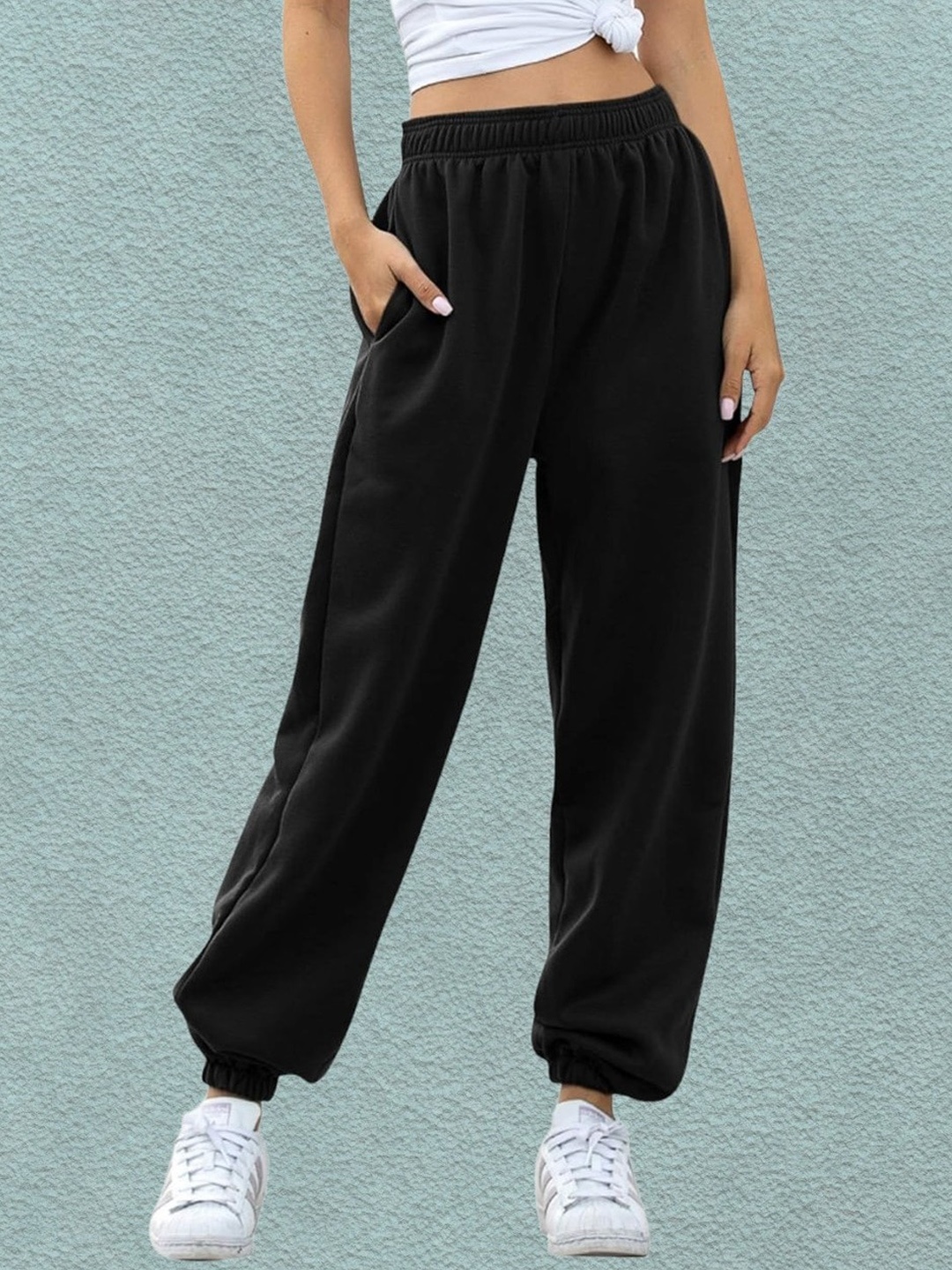 

Q-rious Women Relaxed Fit High-Rise Cotton Jogger, Black