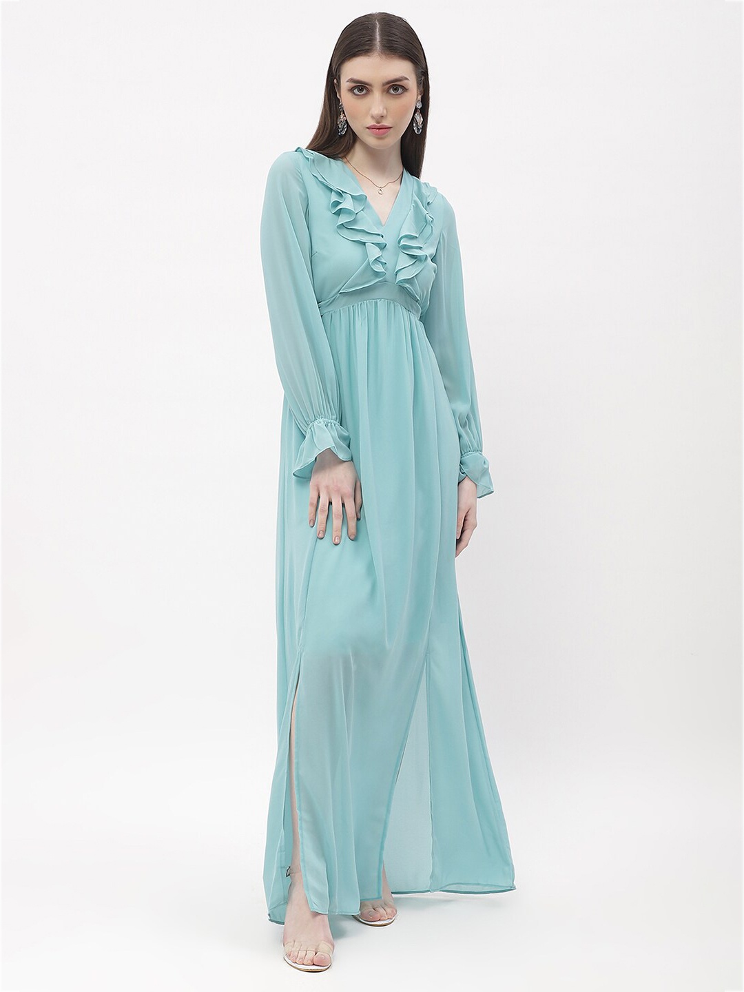 

Madame V-Neck Maxi Dress, Green
