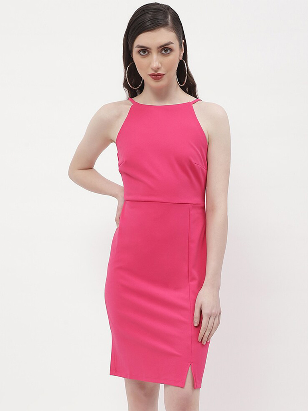 

Madame Shoulder Straps Straight Knee Length Sheath Dress, Pink