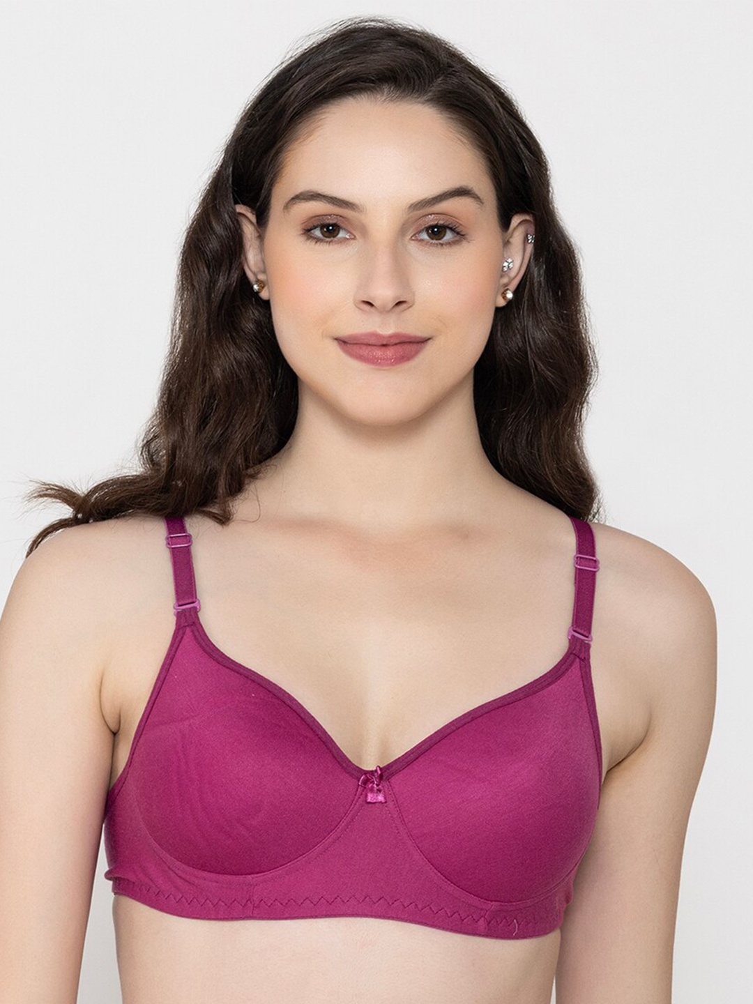 

FUNAHME Full Coverage Lightly Padded Cotton T-shirt Bra With All Day Comfort, Magenta