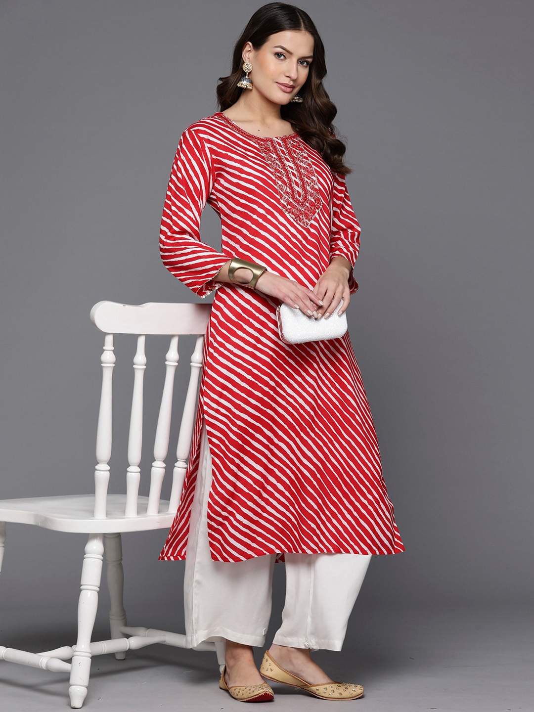 

Anouk Red Ethnic Motifs Printed Straight Kurta
