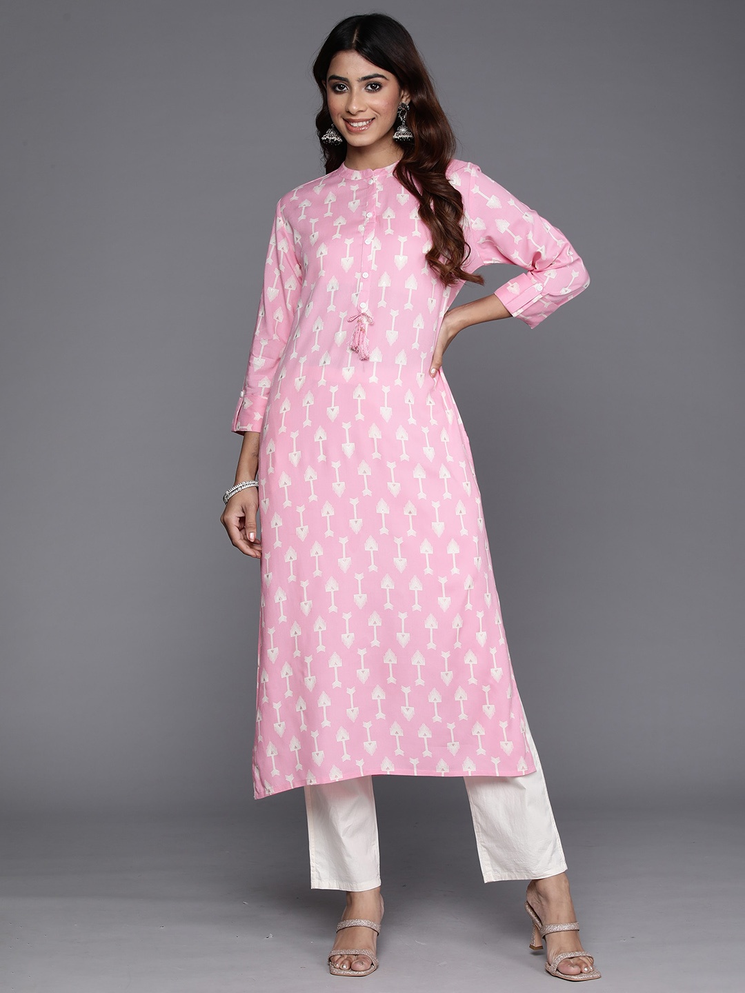 

Anouk Ethnic Motifs Printed Straight Kurta, Pink