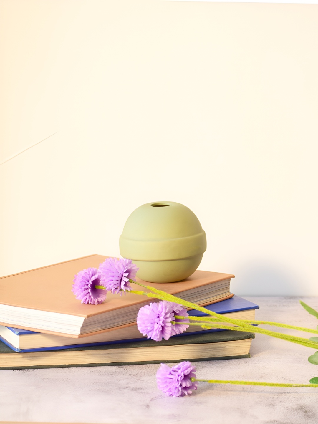 

Morcee Green Textured Ceramic Round Vase