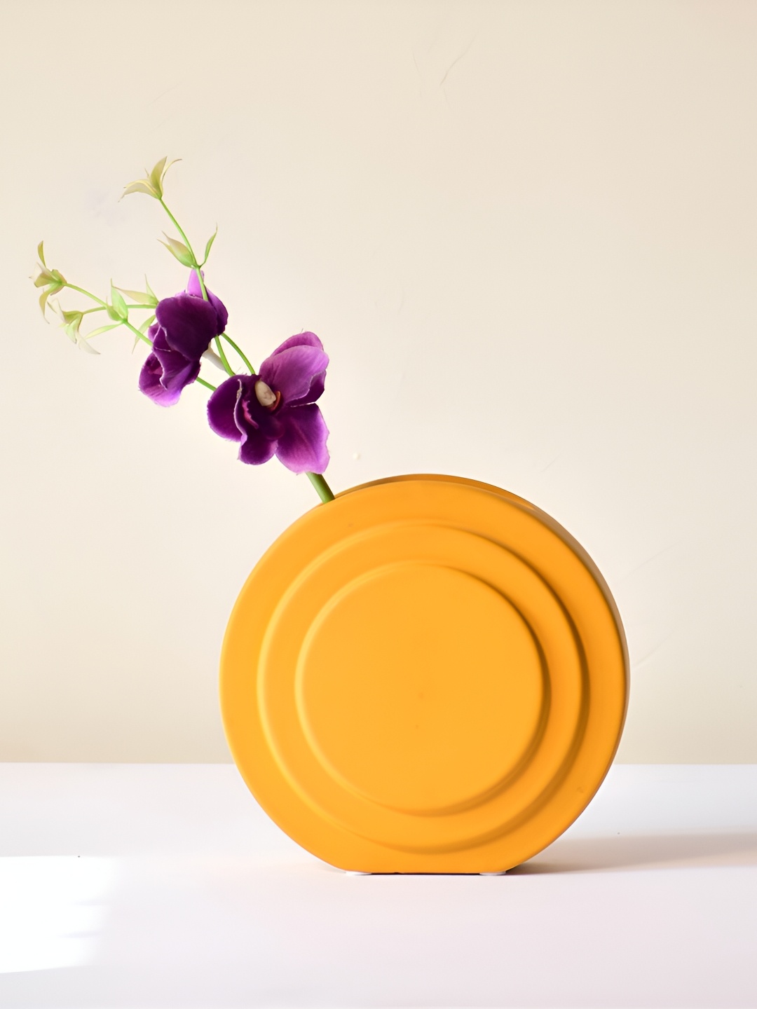 

Morcee Yellow Textured Ceramic Contour Round Vase