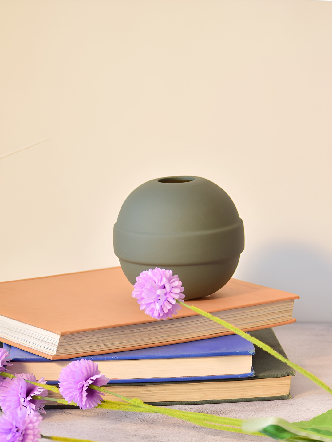 

Morcee green Textured Ceramic Round Vase