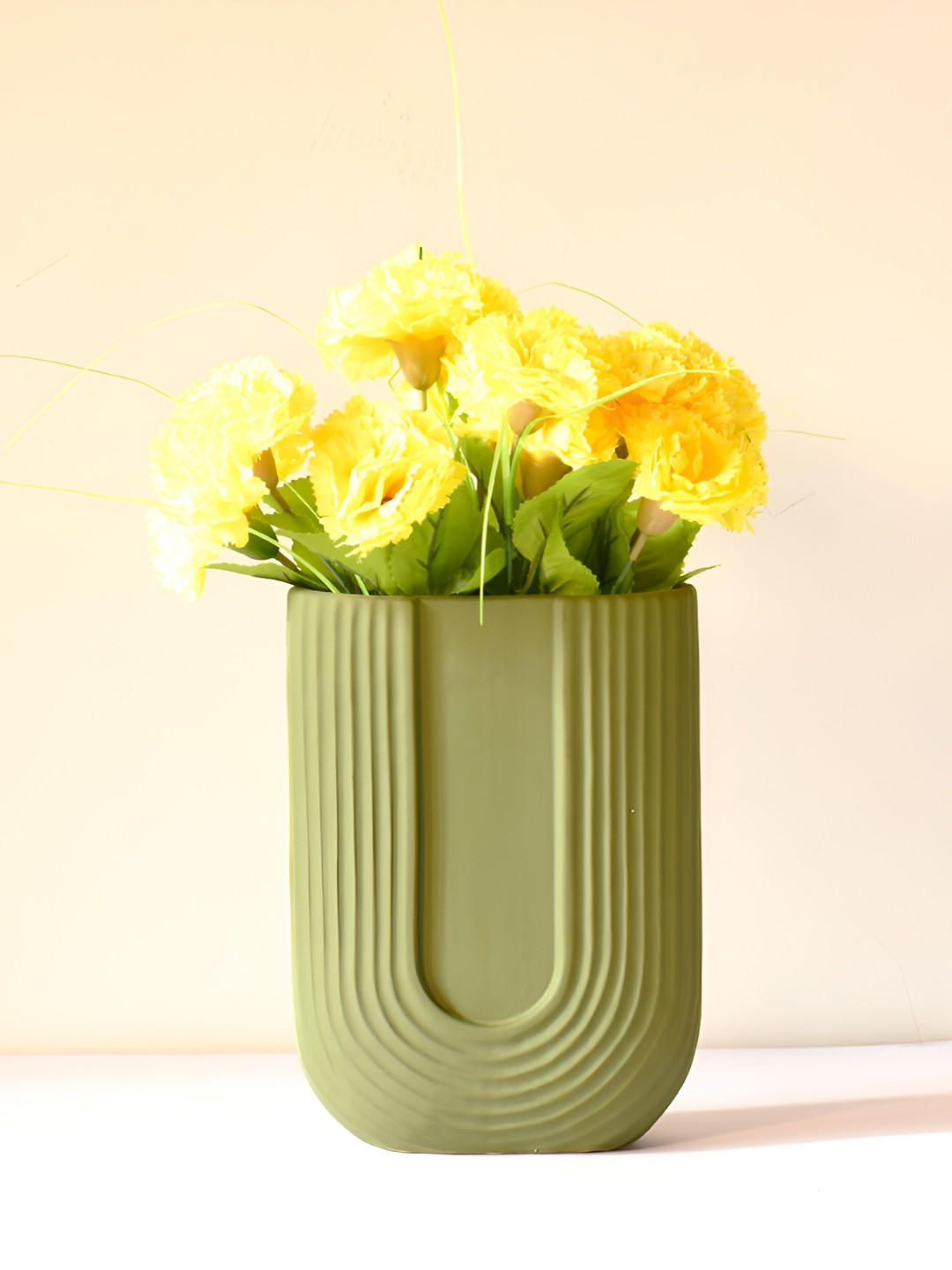 

Morcee Green Textured Ceramic U-Vase