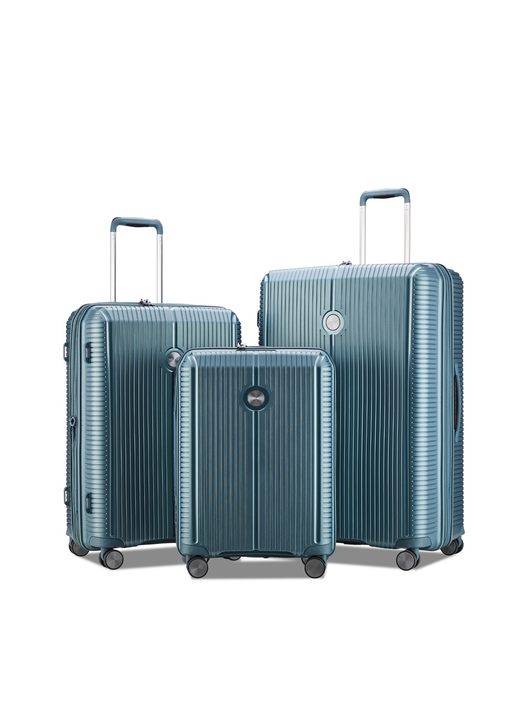 

VERAGE Rome Set Of 3 Textured Hard Sided Trolley Bag, Blue