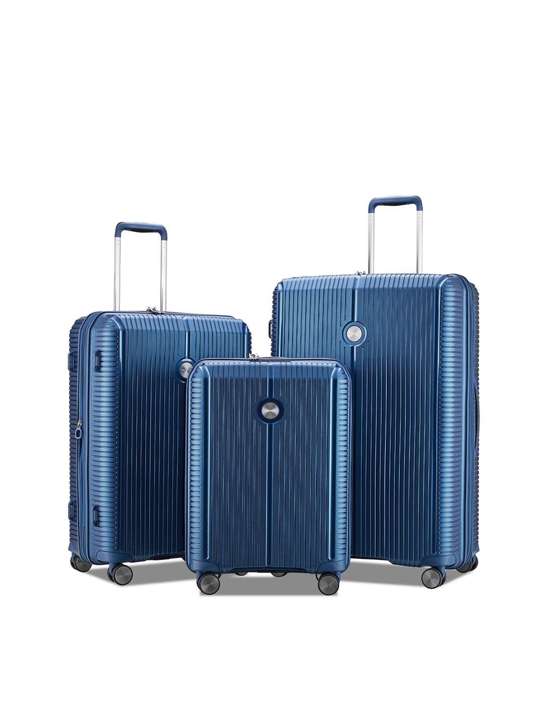 

VERAGE Rome Set Of 3 Hard-Sided Trolley Suitcase - 98L, Navy blue