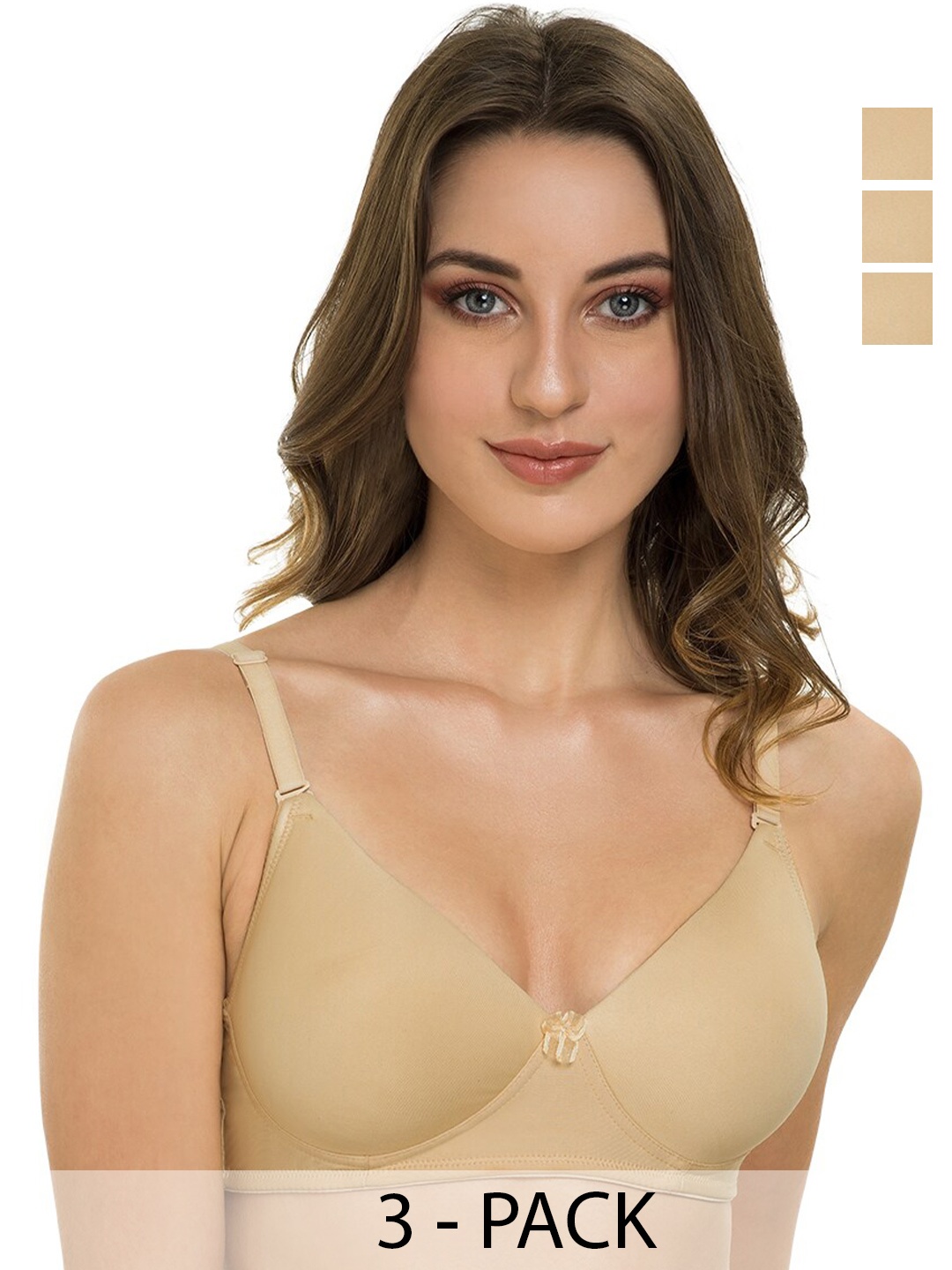 

Tweens Pack Of 3 Full Coverage Lightly Padded Cotton Bra, Beige