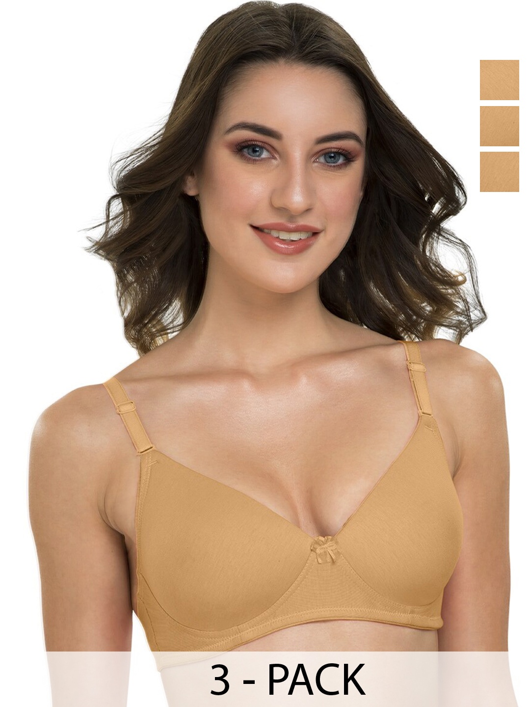 

Tweens Pack Of 3 Full Coverage All Day Comfort Lightly Padded Cotton T-Shirt Bra, Beige