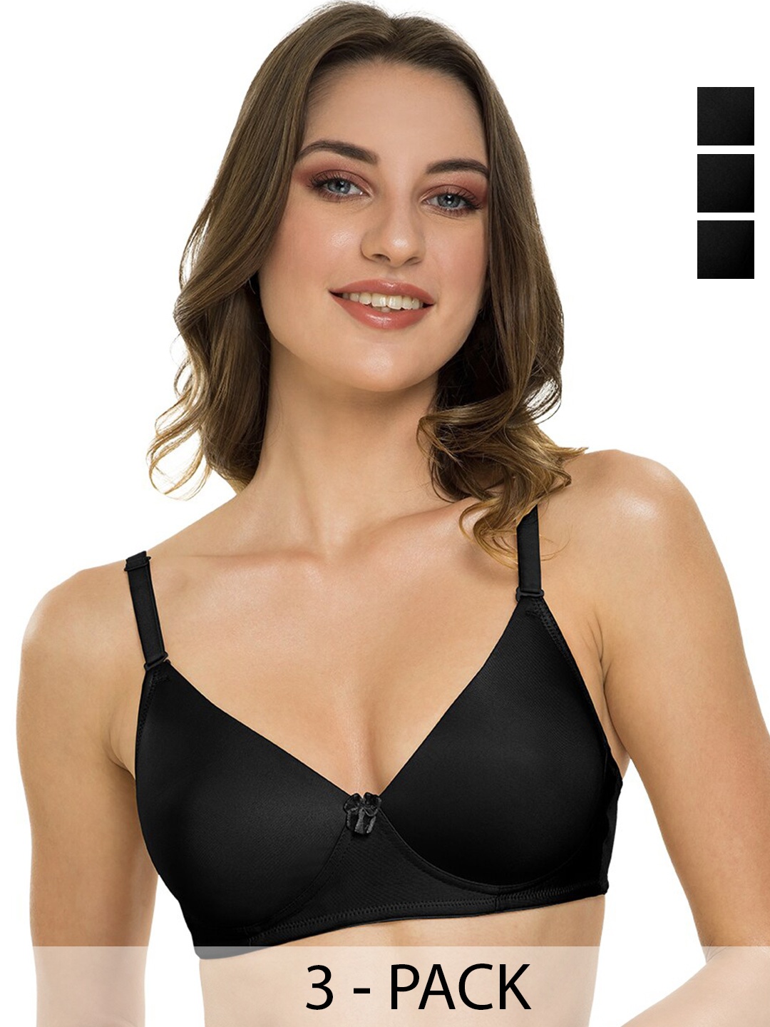 

Tweens Pack Of 3 Full Coverage Lightly Padded Cotton Bra, Black